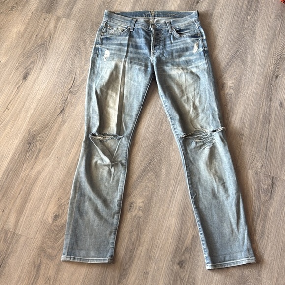 7 for all mankind, Josephine Boyfriend, skinny blue denim jeans, size 23 - Picture 3 of 12